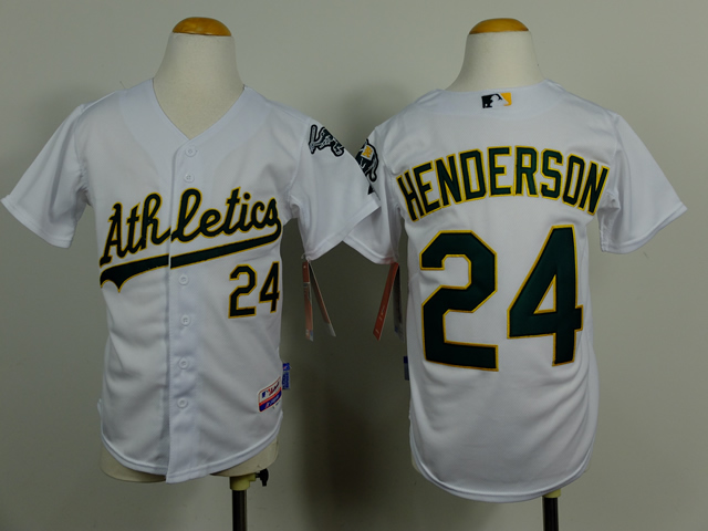 Youth Oakland Athletics #24 Henderson White MLB Jerseys->youth mlb jersey->Youth Jersey